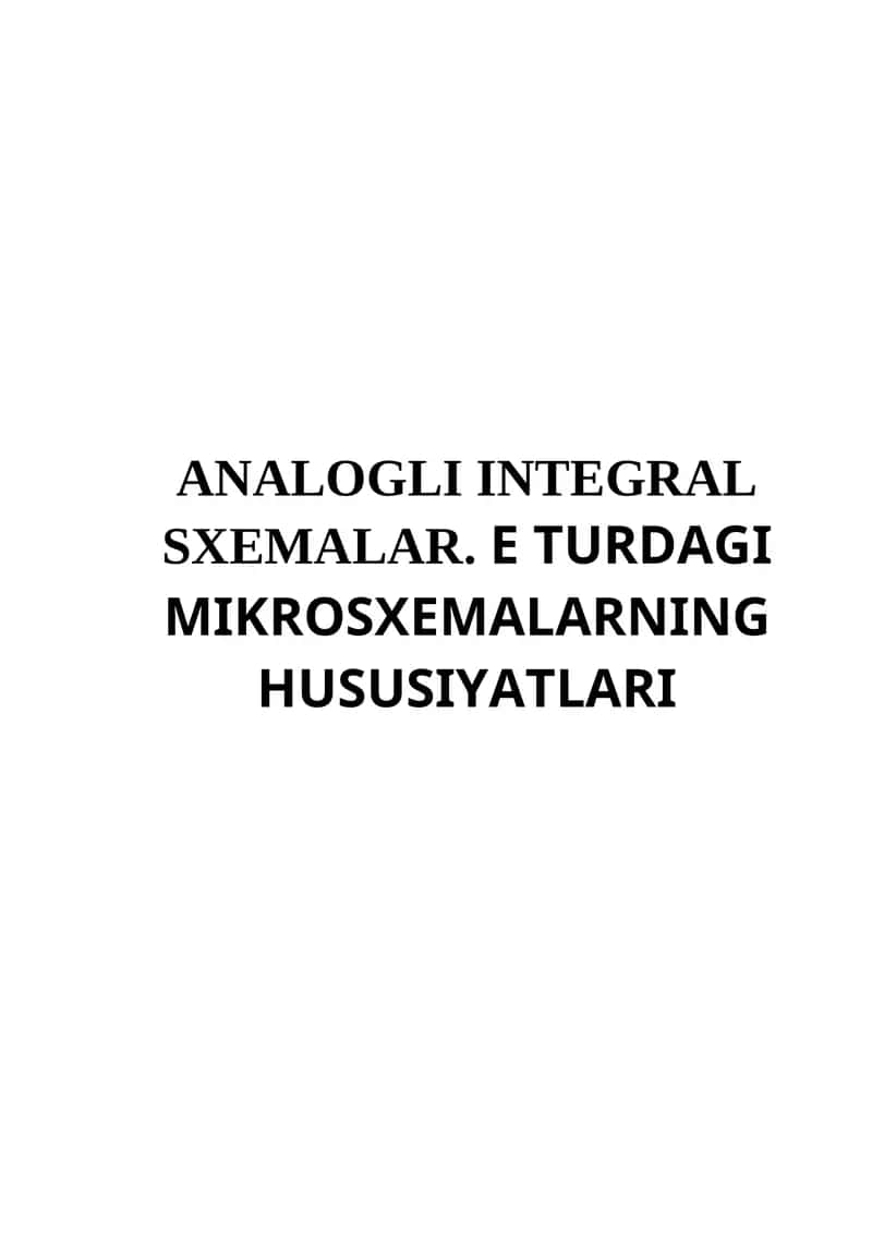 Analogli integral sxemalar
