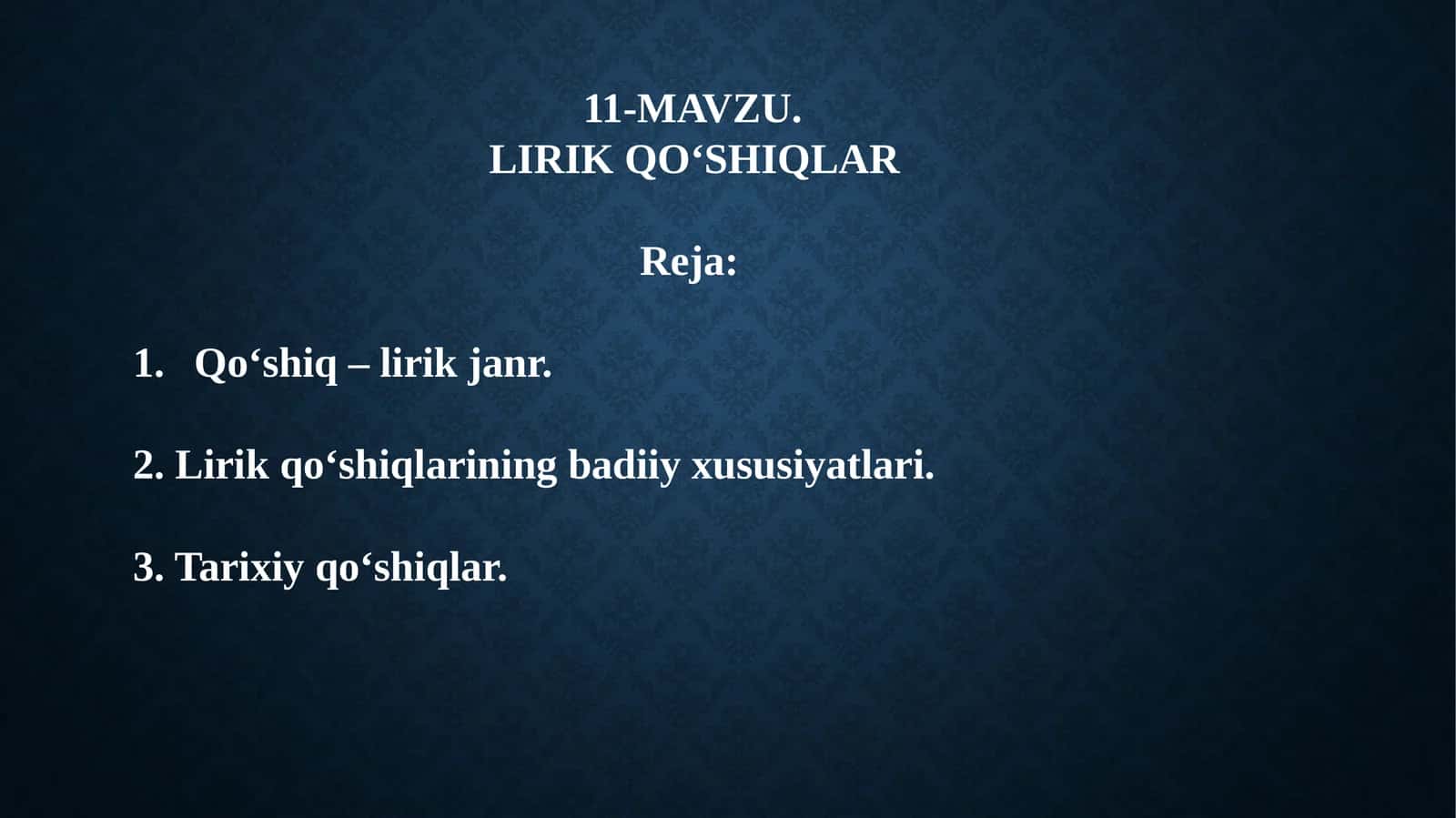 LIRIK QO‘SHIQLAR