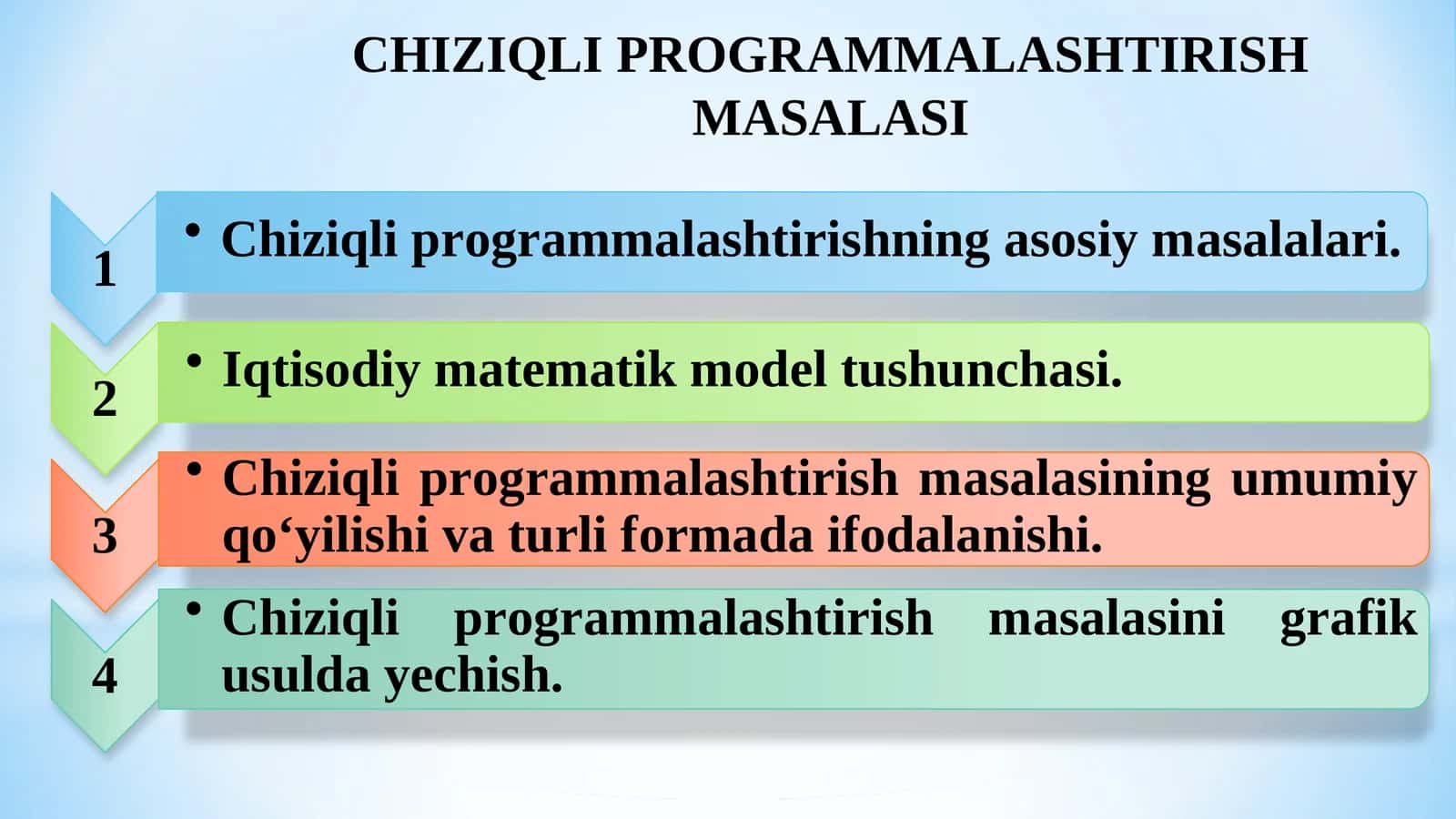 Chiziqli Programmalashtirish Masalasi