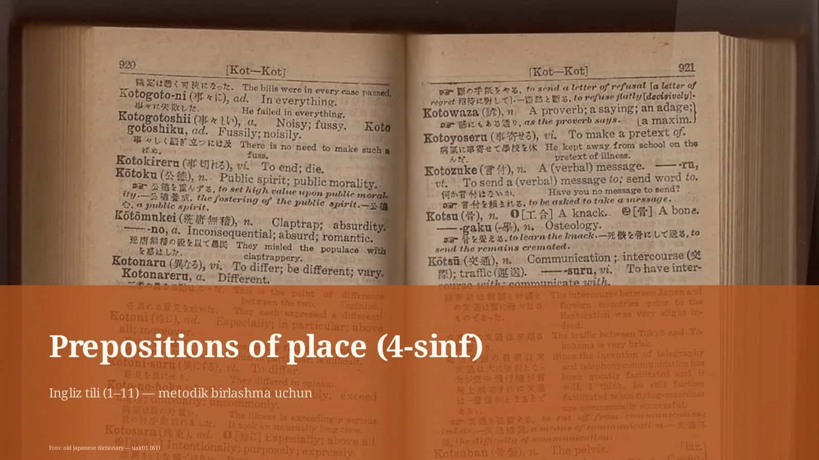 Prepositions of place (4-sinf)