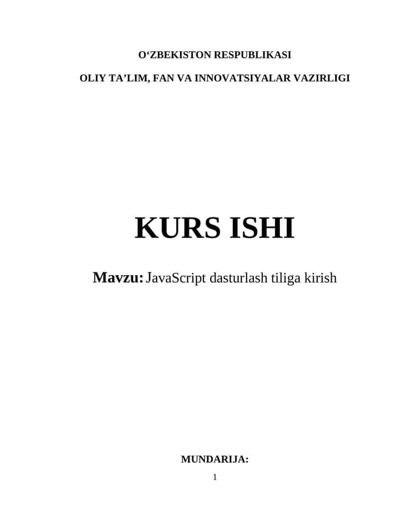 JavaScript dasturlash tiliga kirish