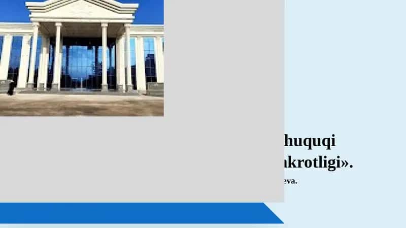 Biznes huquqi subyektlarning bankrotligi