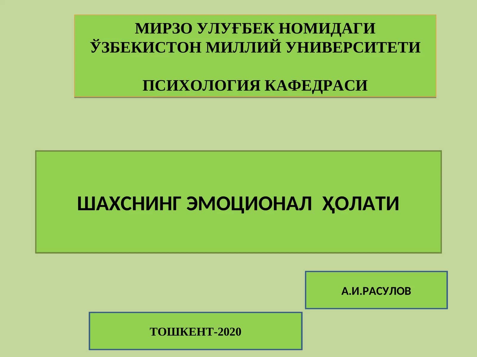 ШАХСНИНГ ЭМОЦИОНАЛ ҲОЛАТИ