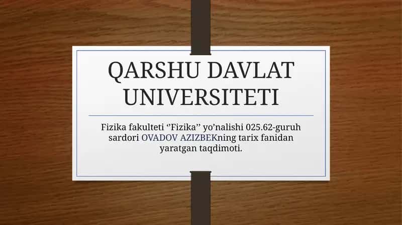 Fizika Fanidan Taqdimot
