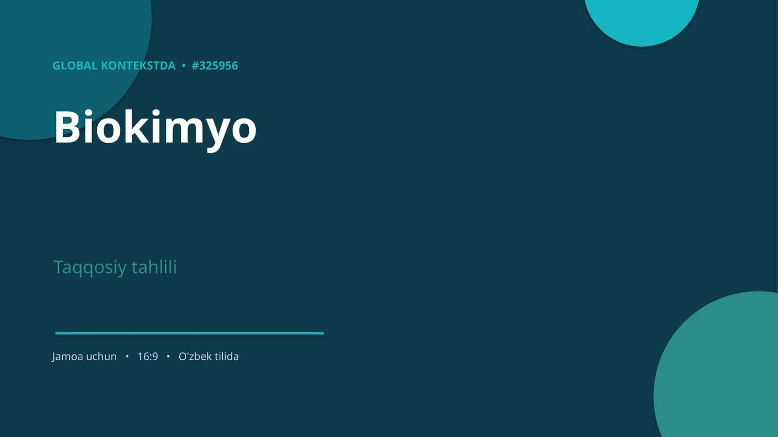 Biokimyo Taqqosiy Tahlili