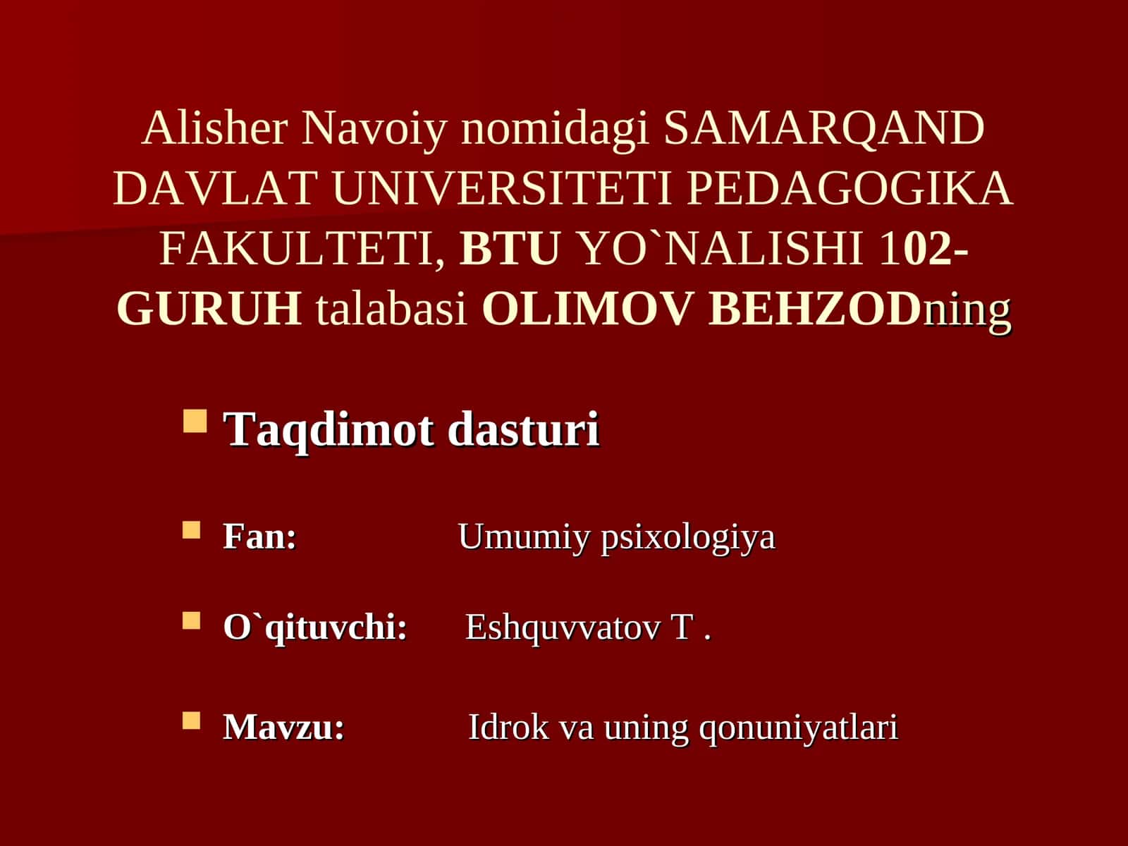 Idrok va uning qonuniyatlari