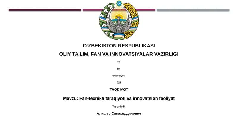 Fan-texnika taraqqiyoti va innovatsion faoliyat