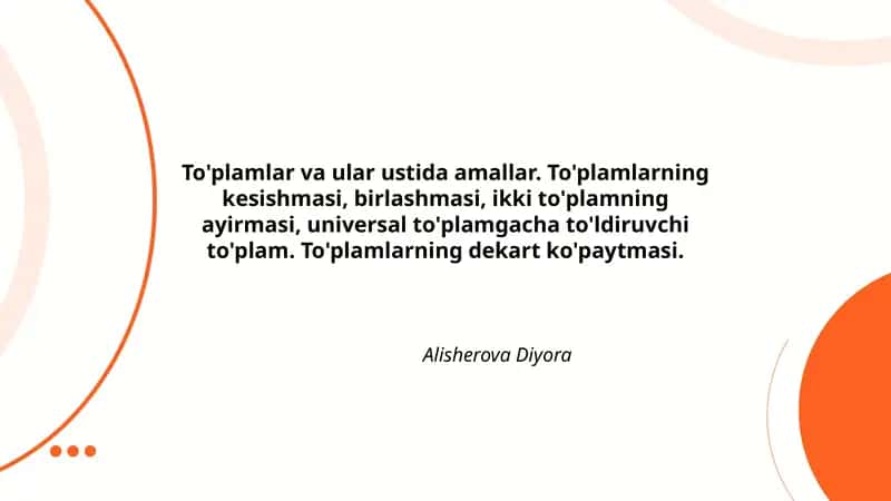 To'plamlar va ular ustida amallar