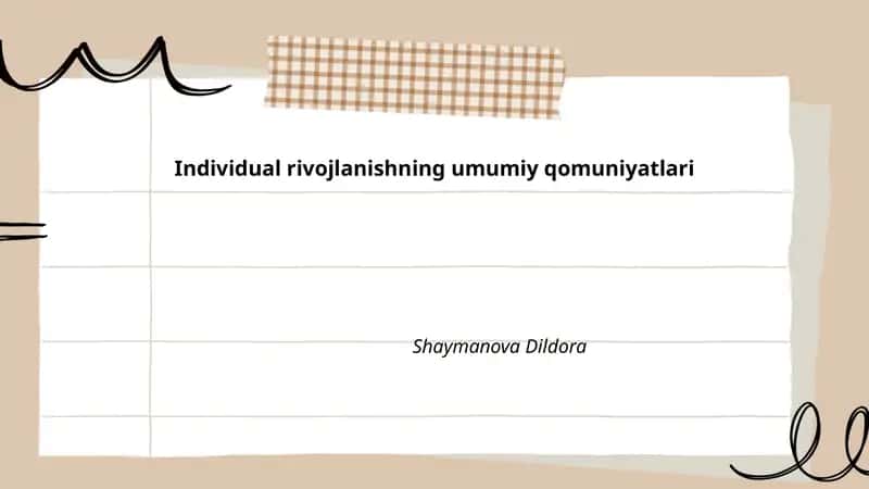 Individual rivojlanishning umumiy qomuniyatlari