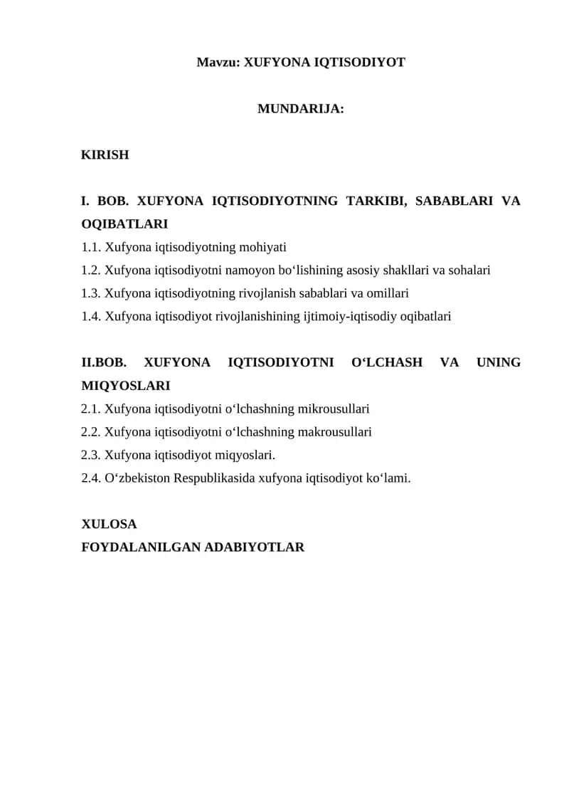 XUFYONA IQTISODIYOT