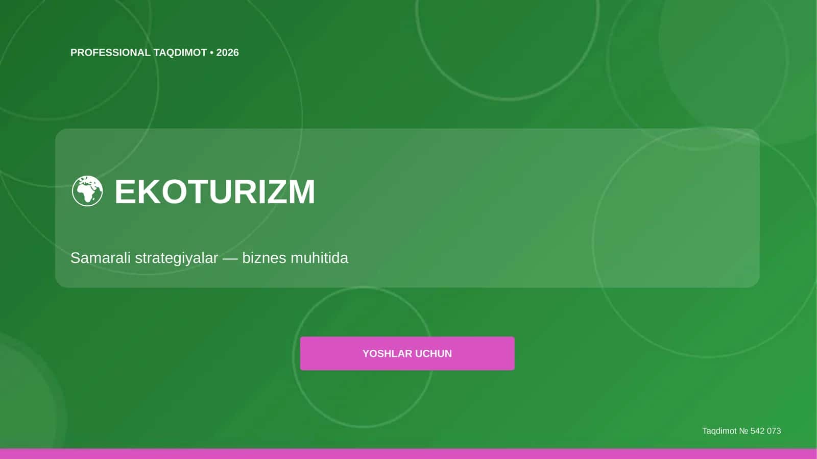 Ekoturizm: samarali strategiyalar (biznes muhitida) [yoshlar uchun]