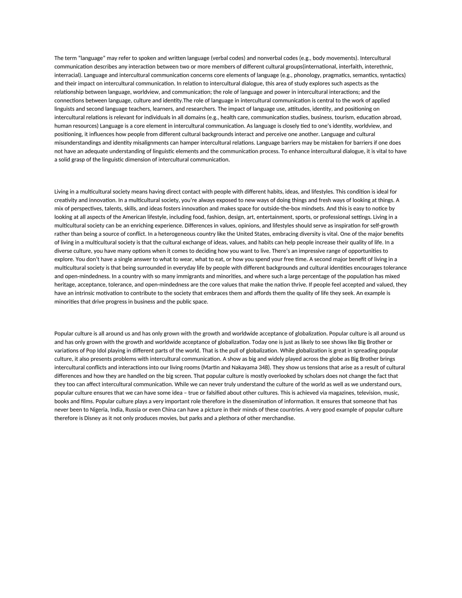 Intercultural communication and language