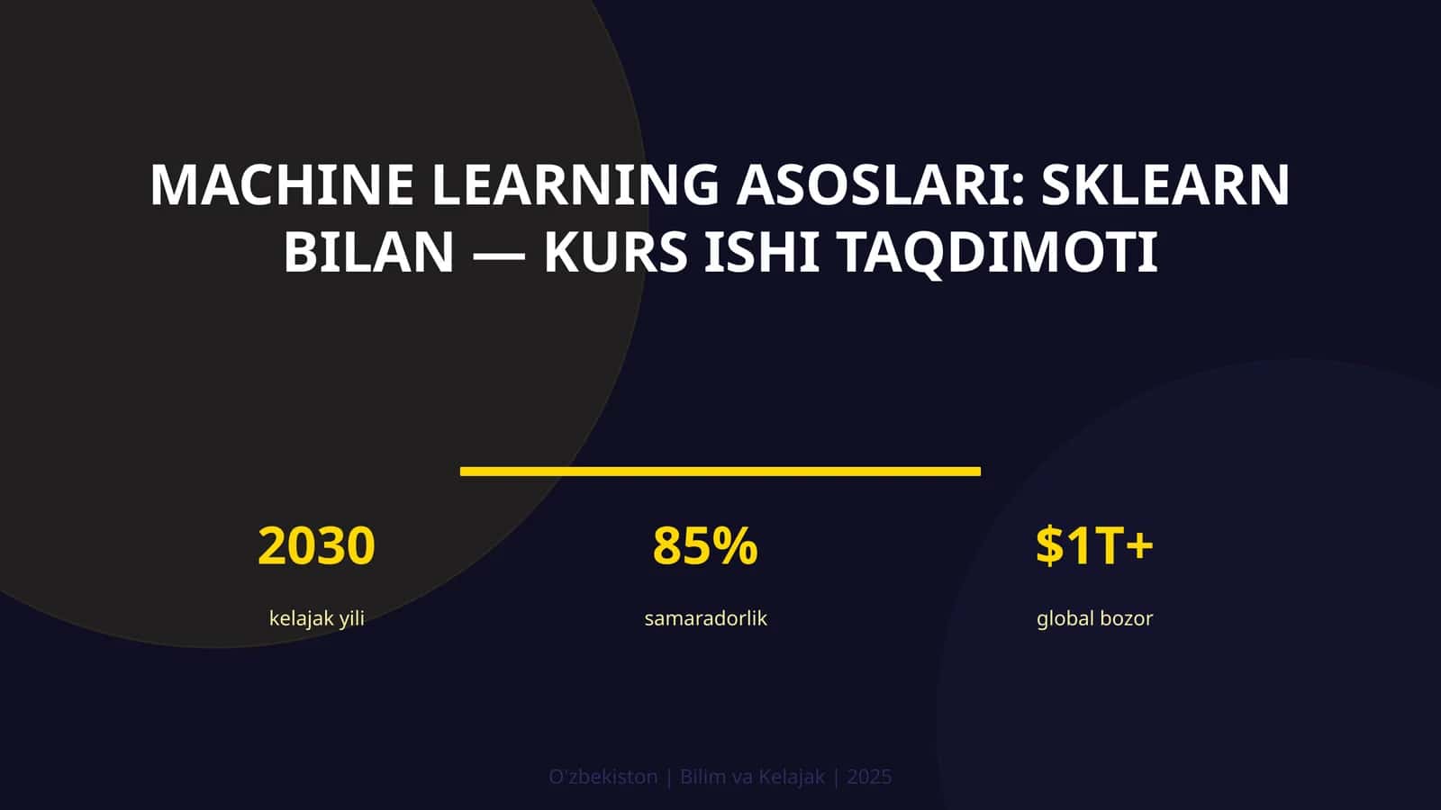 MACHINE LEARNING ASOSLARI: SKLEARN BILAN — KURS ISHI TAQDIMOTI