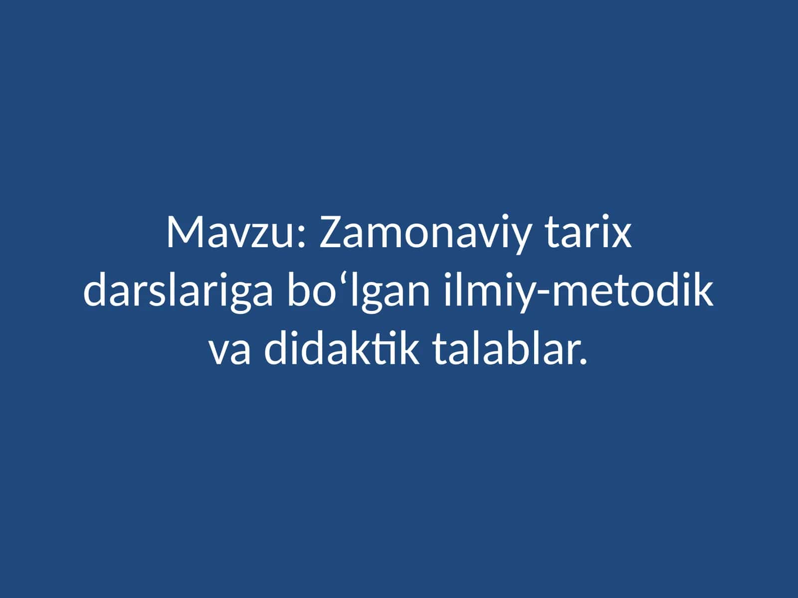 Zamonaviy tarix darslari