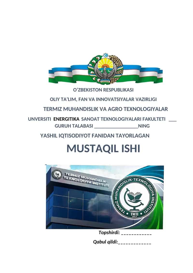Yashil  iqtisodiyotni tavsivlovchi ko’rsatkichlar mohiyati
