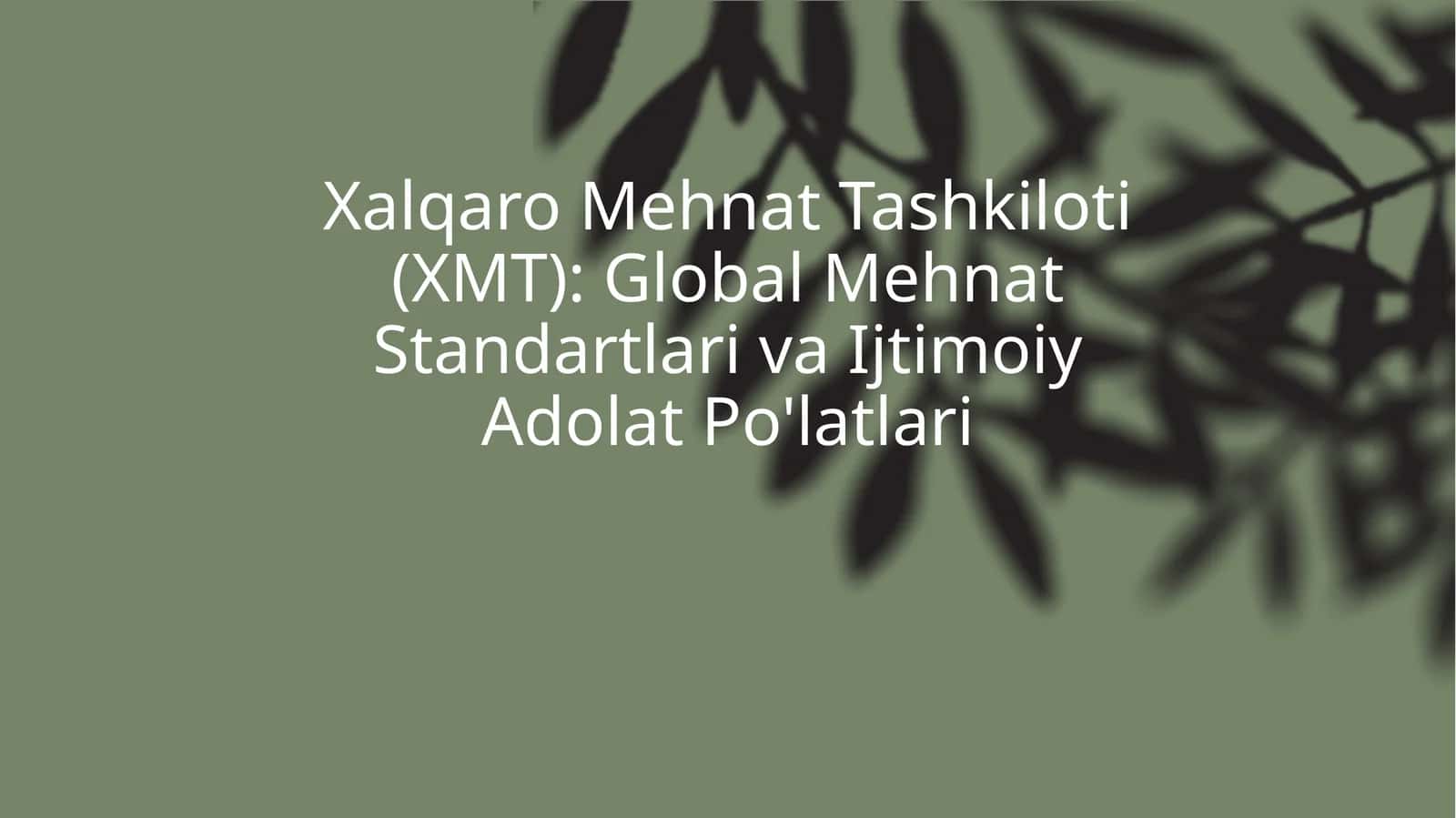 Xalqaro Mehnat Tashkiloti (XMT): Global Mehnat Standartlari va Ijtimoiy Adolat Po'latlari