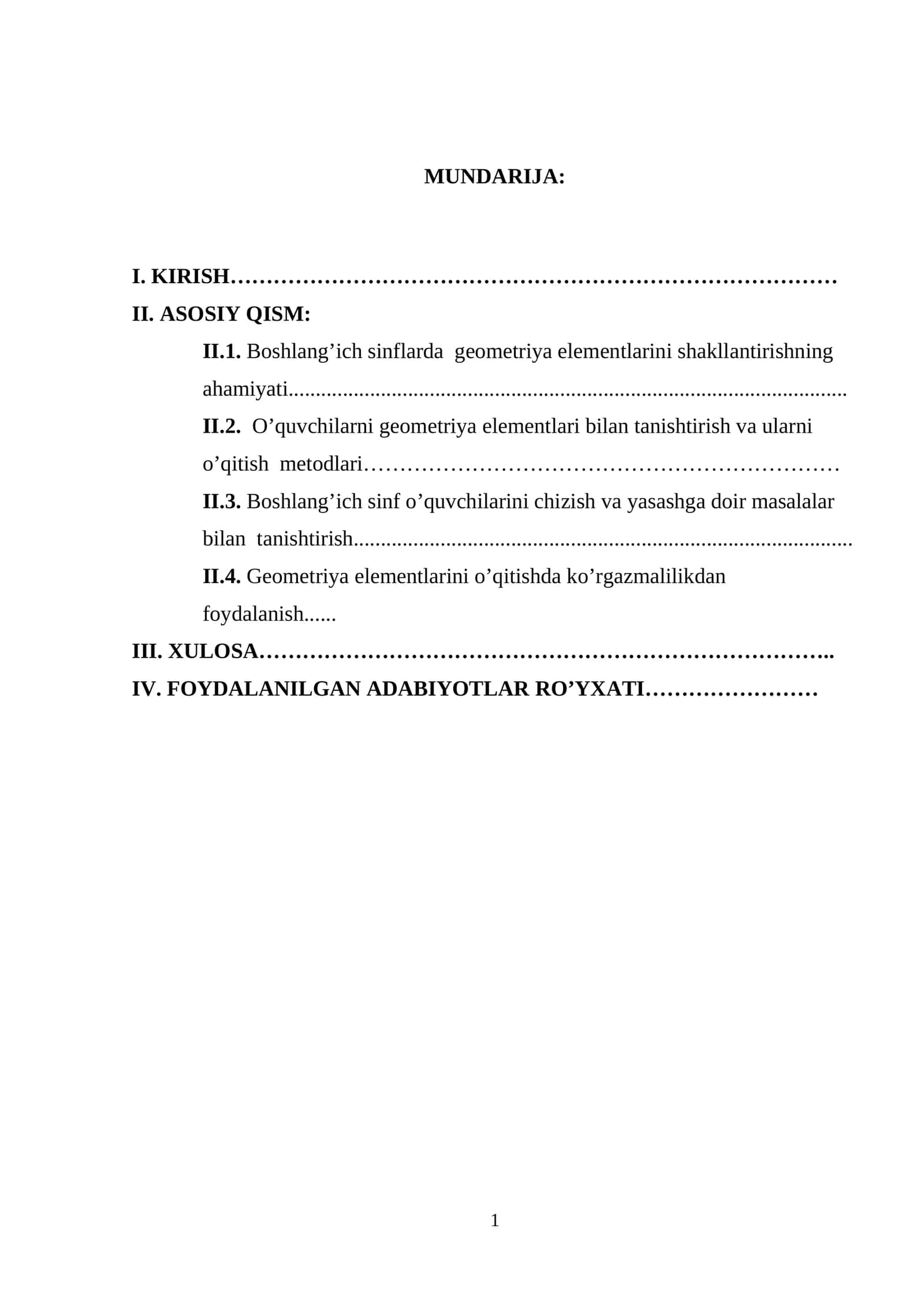 Boshlang’ich sinflarda geometriya elementlarini shakllantirish