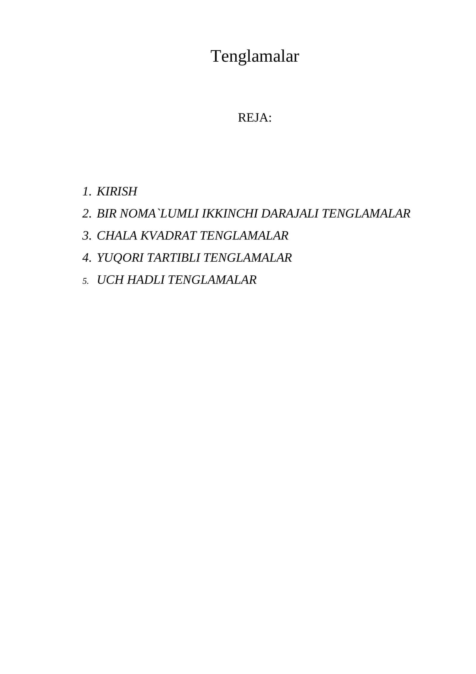 Tenglamalar