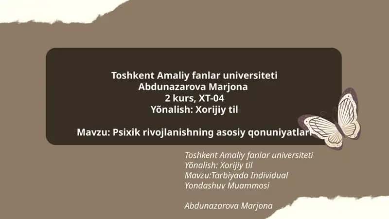 Psixik rivojlanishning asosiy qonuniyatlari
