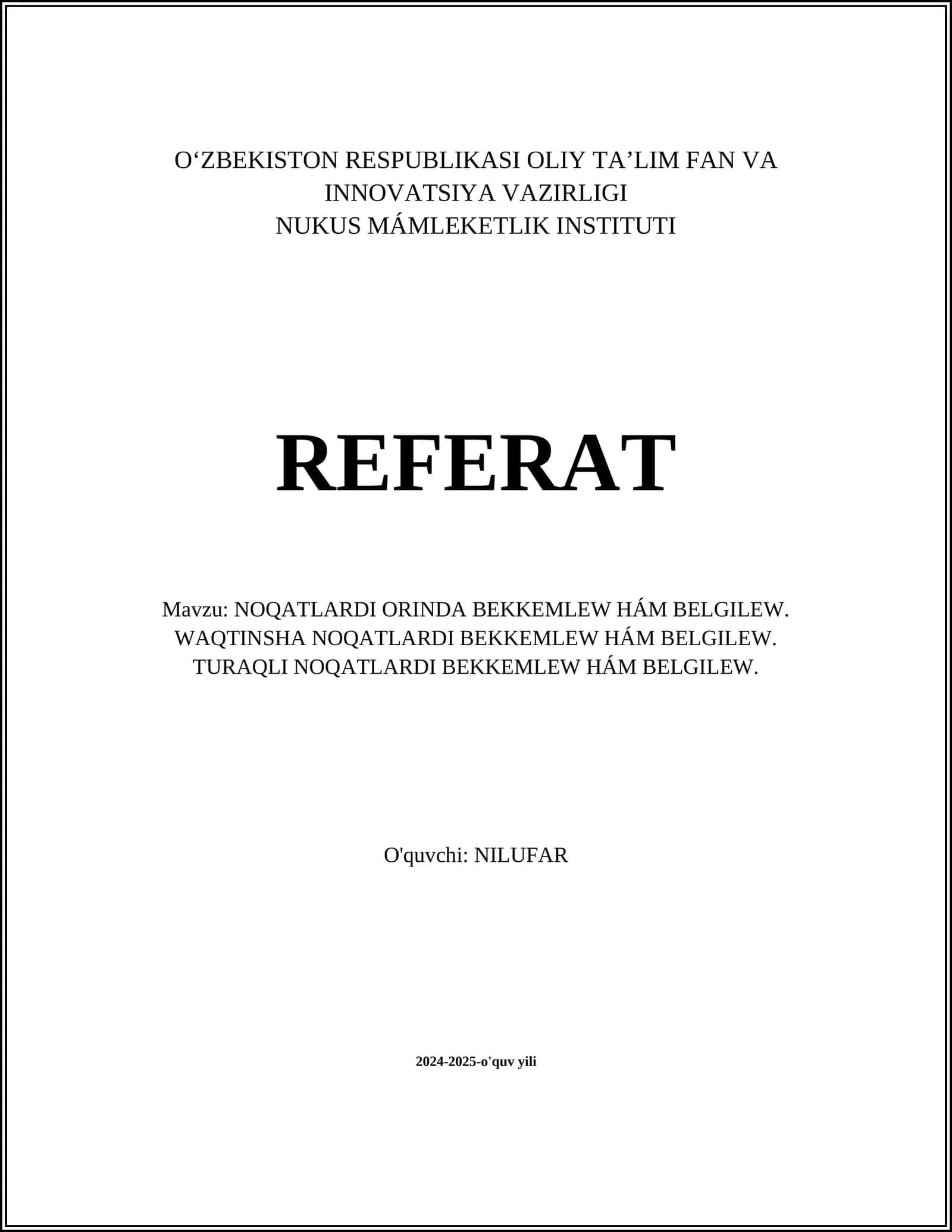 Alifboni noqatlash qoidalari