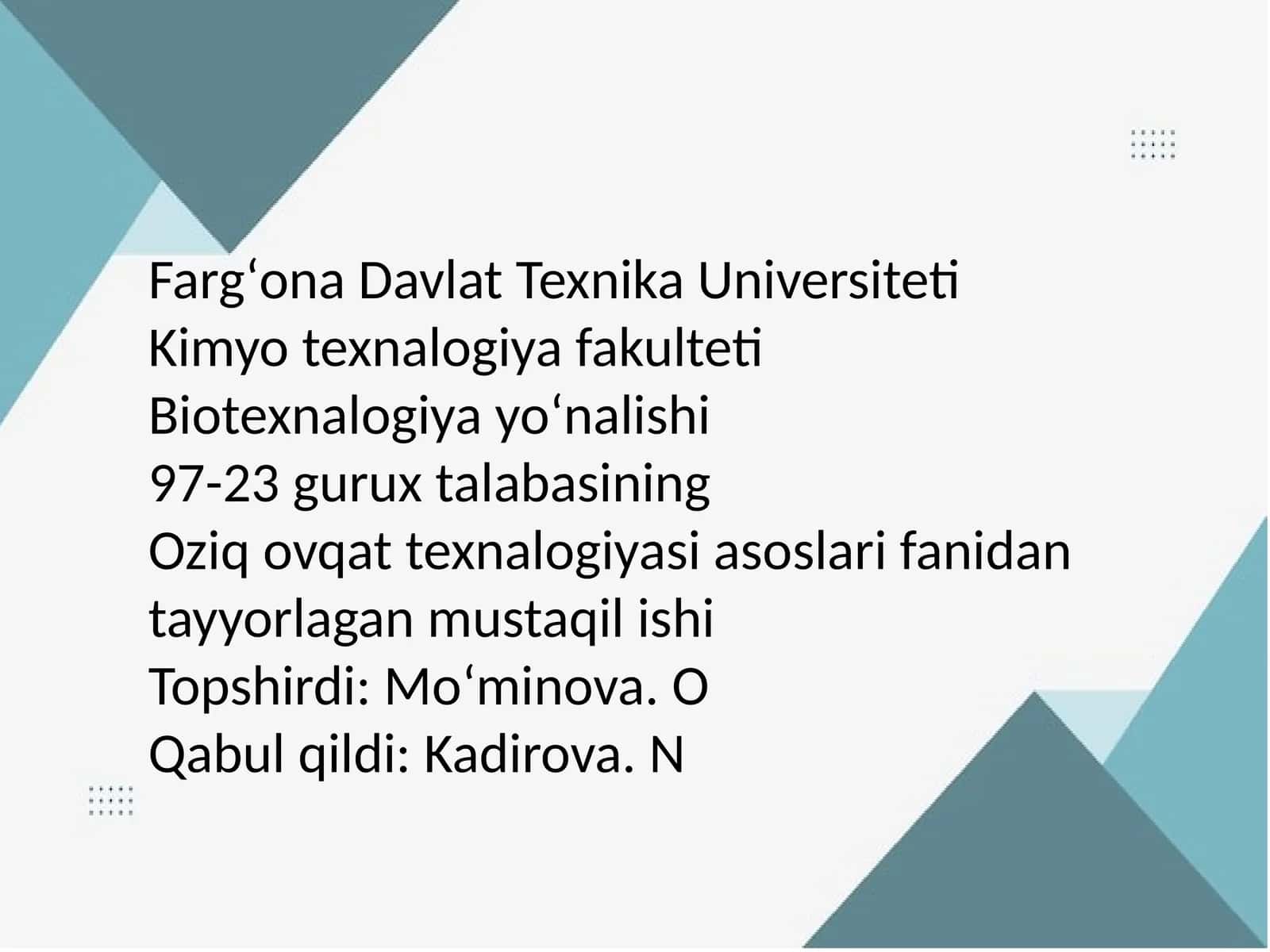 Alkogolsiz ichimliklar ishlab chiqarish asoslari