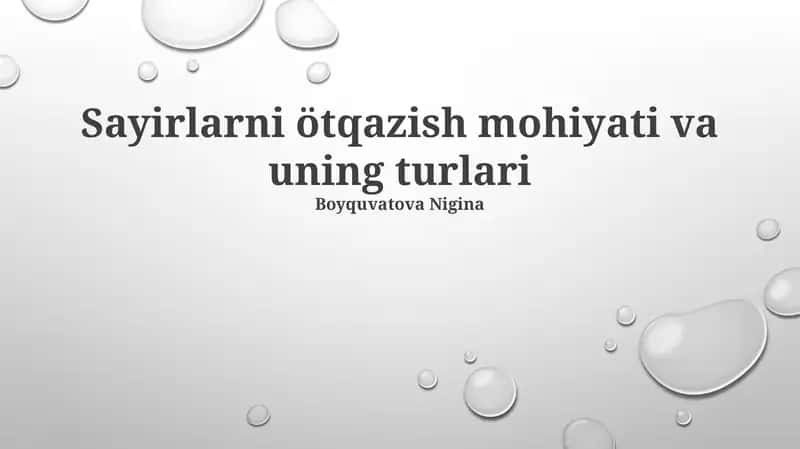 Sayirlarni ötqazish mohiyati va uning turlari