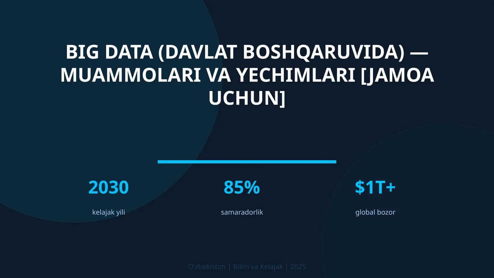 BIG DATA (DAVLAT BOSHQARUVIDA) — MUAMMOLARI VA YECHIMLARI [JAMOA UCHUN]