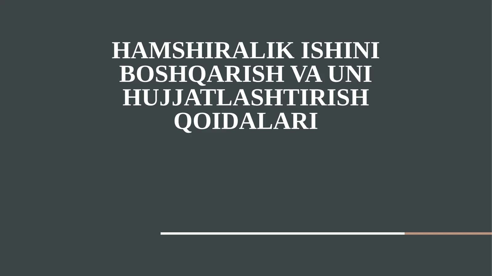 Hamshiralik ishini boshqarish va hujjatlashtirish. SLAYD. pptx