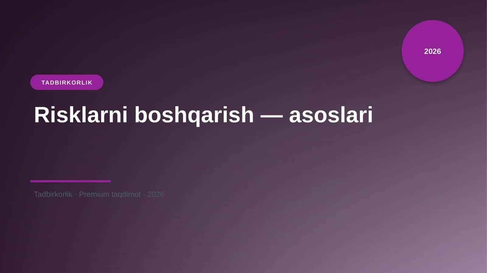 Risklarni boshqarish — asoslari
