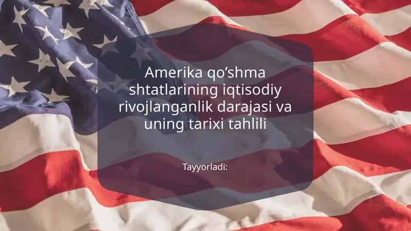 Amerika qo’shma shtatlarining iqtisodiy rivojlanganlik darajasi va uning tarixi tahlili
