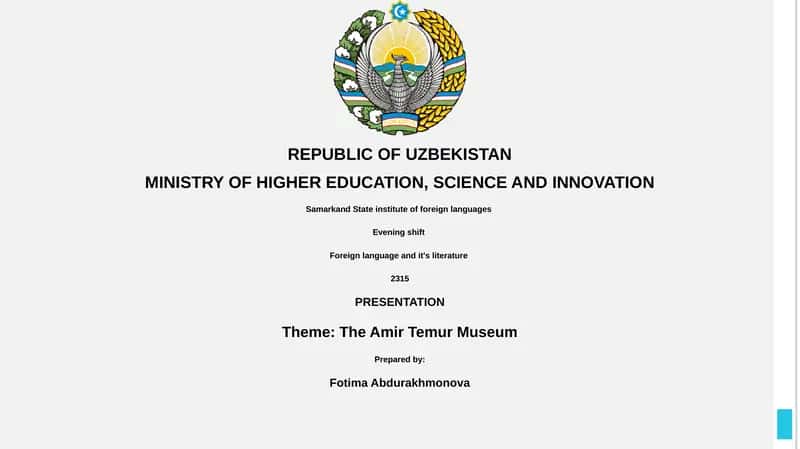The Amir Temur Museum