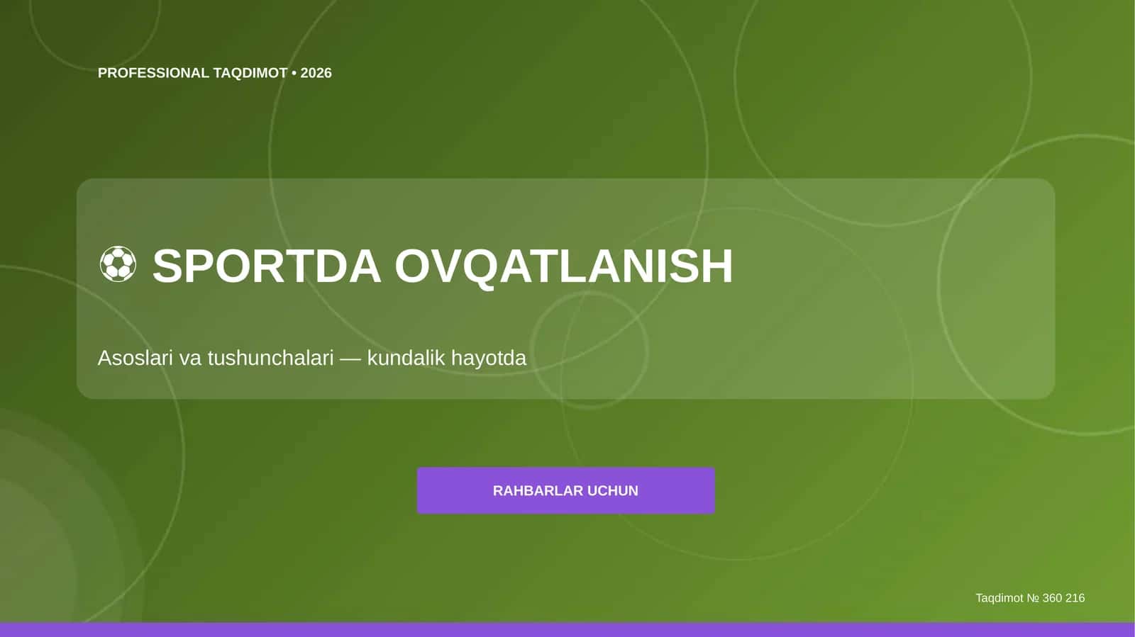 SPORTDA OVQATLANISH: Asoslari va tushunchalari (kundalik hayotda)