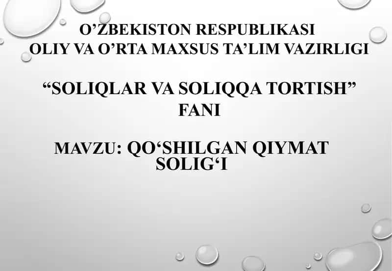 Qo’shilgan qiymat solig’i