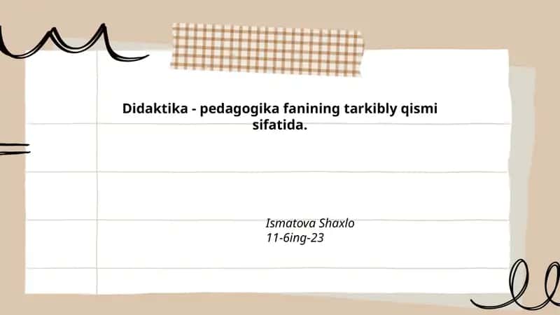 Didaktika va ta'lim mazmunining nazariy asoslari