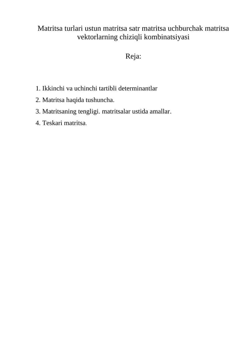 Matritsa Turlari