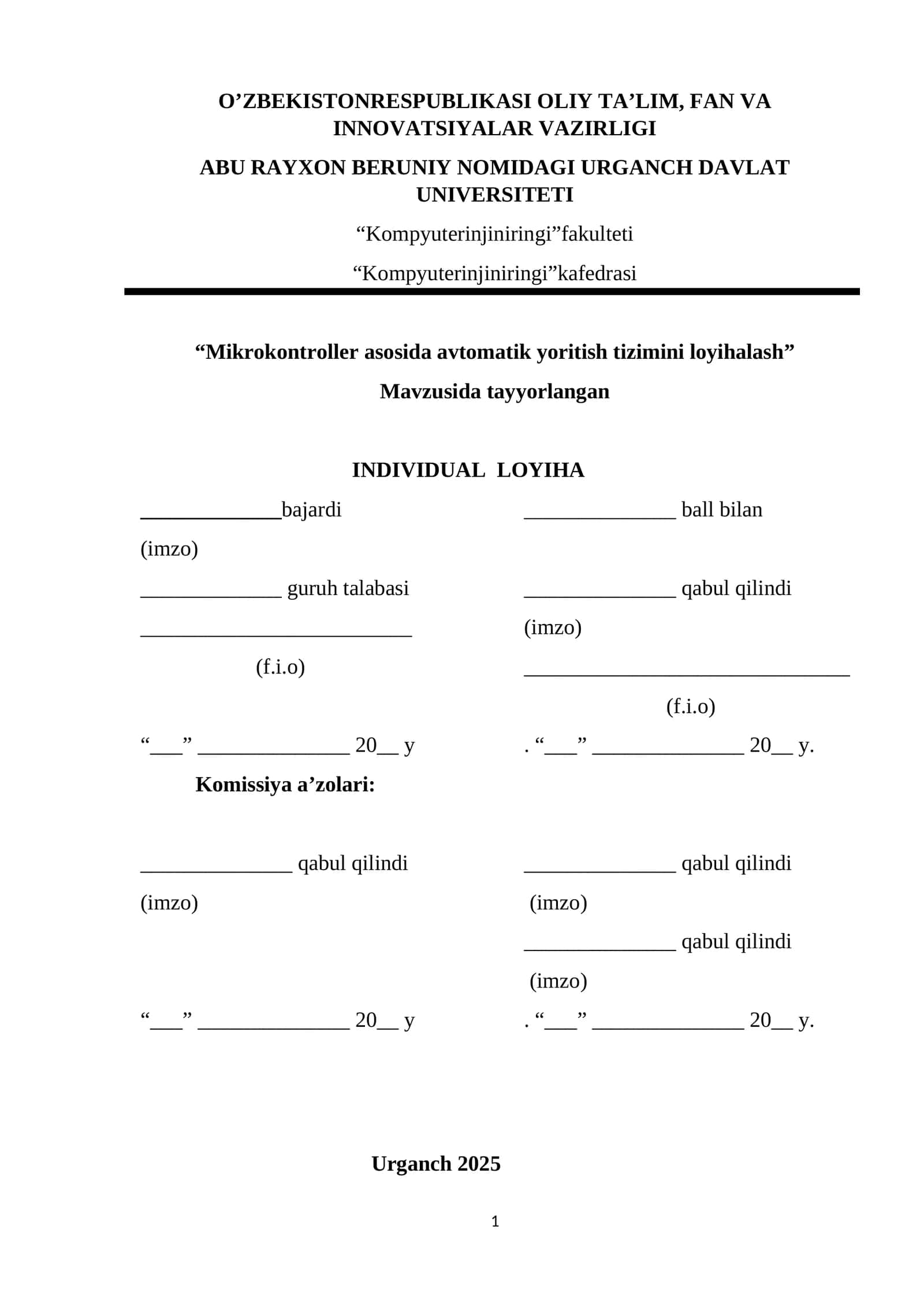 Mikrokontroller asosida avtomatik yoritish tizimini loyihalash