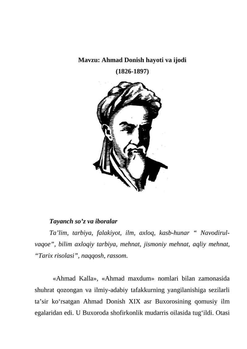 Ahmad Donish hayoti va ijodi