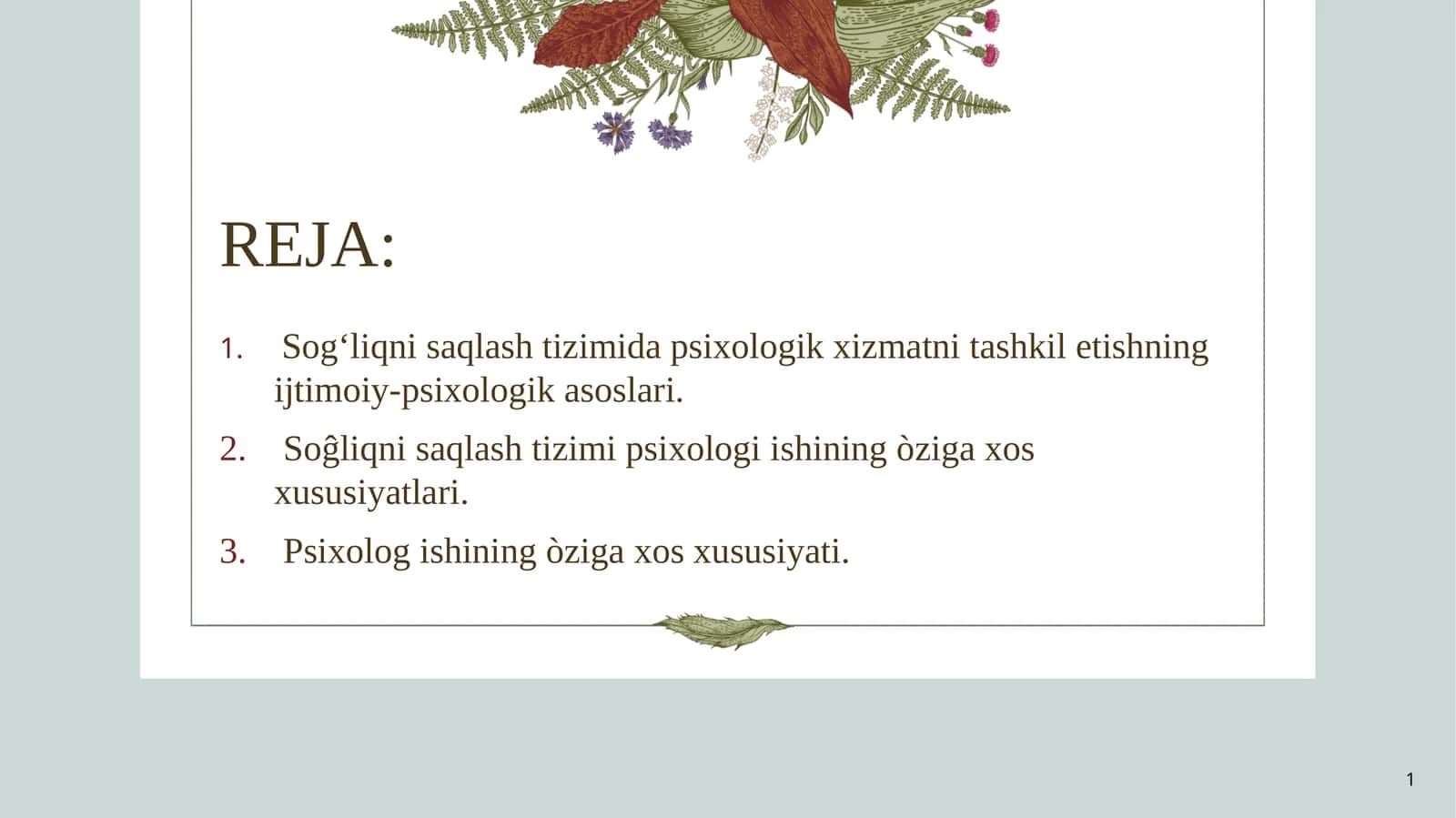 Sog‘liqni saqlash tizimida psixologik xizmat
