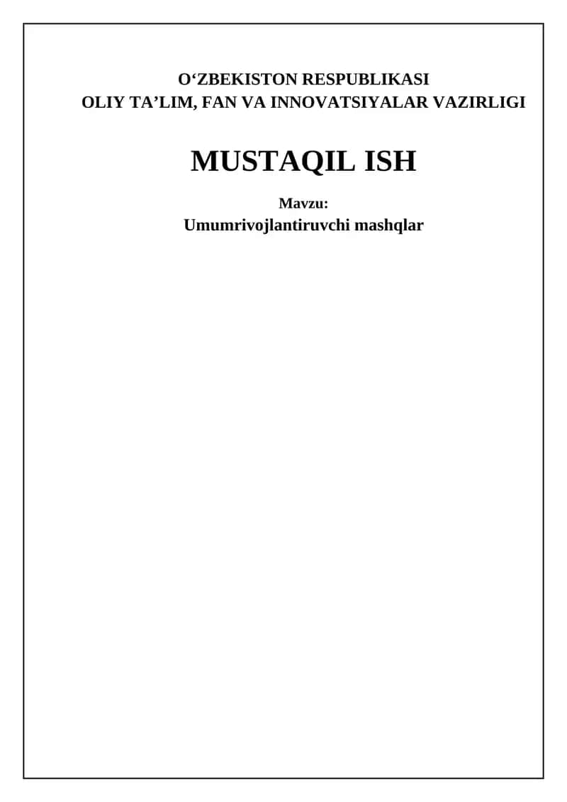 Umumiy rivojlanish mashqlari