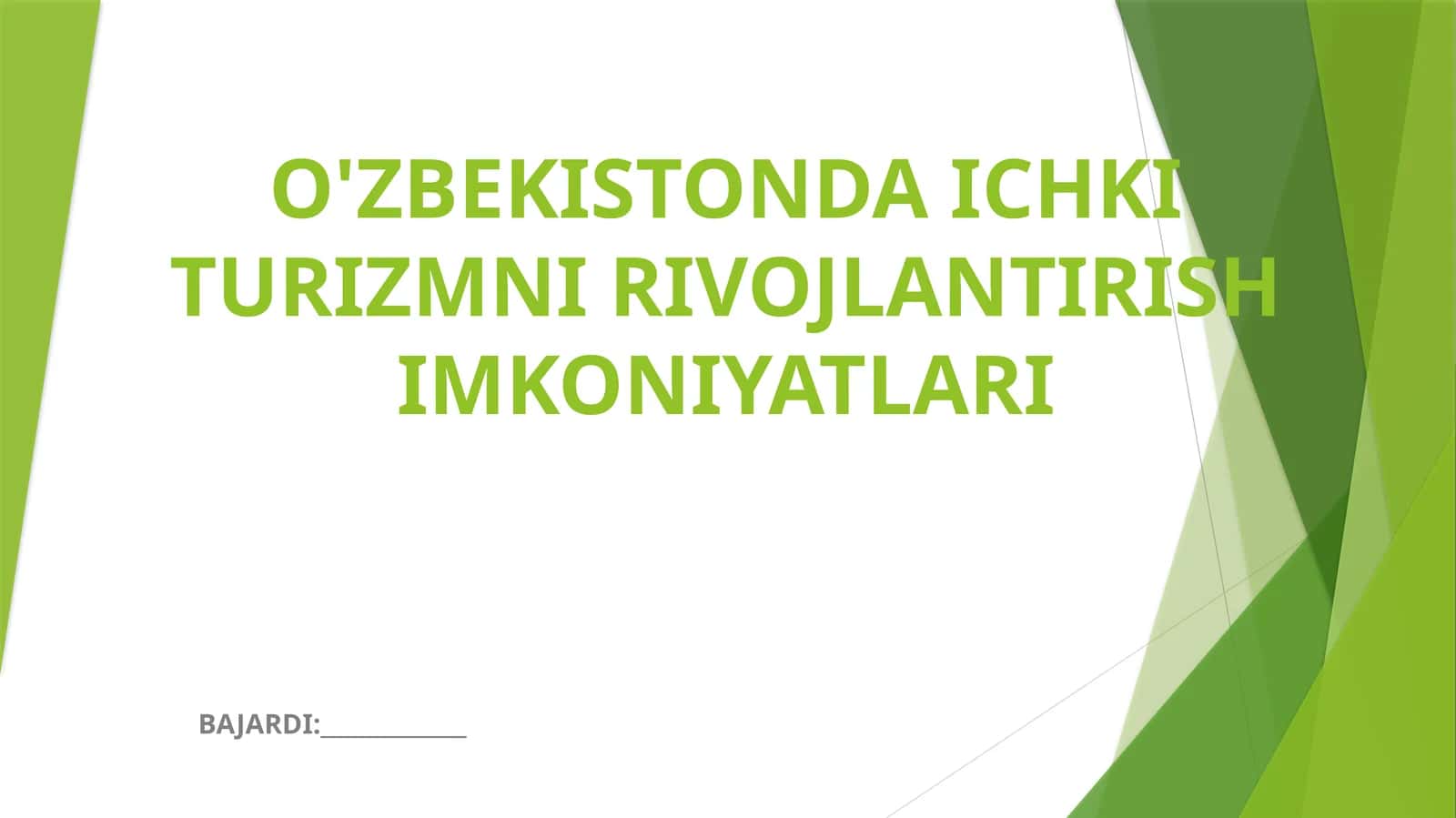 O'zbekistonda Ichki Turizmni Rivojlantirish Imkoniyatlari