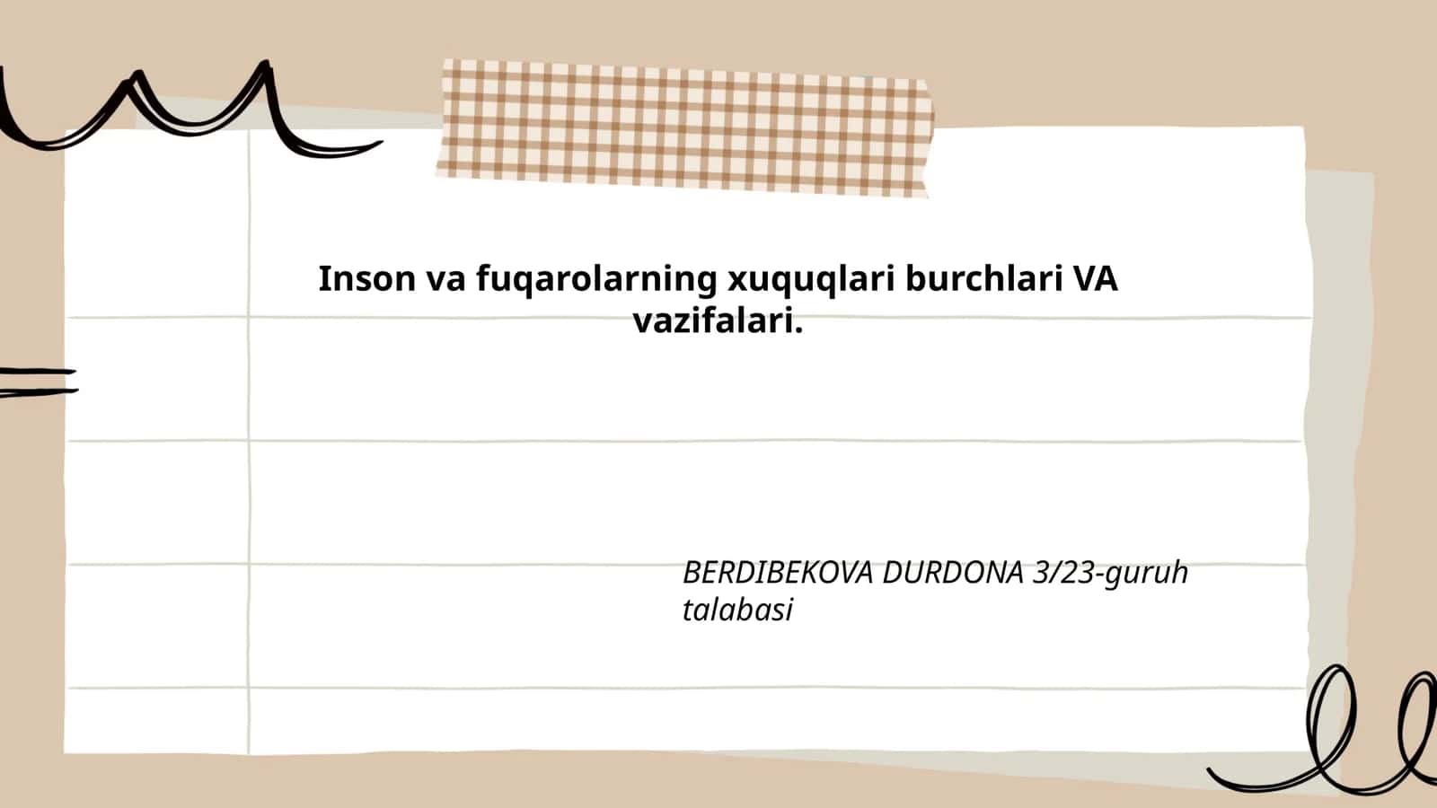 Inson va fuqarolarning xuquqlari burchlari VA vazifalari