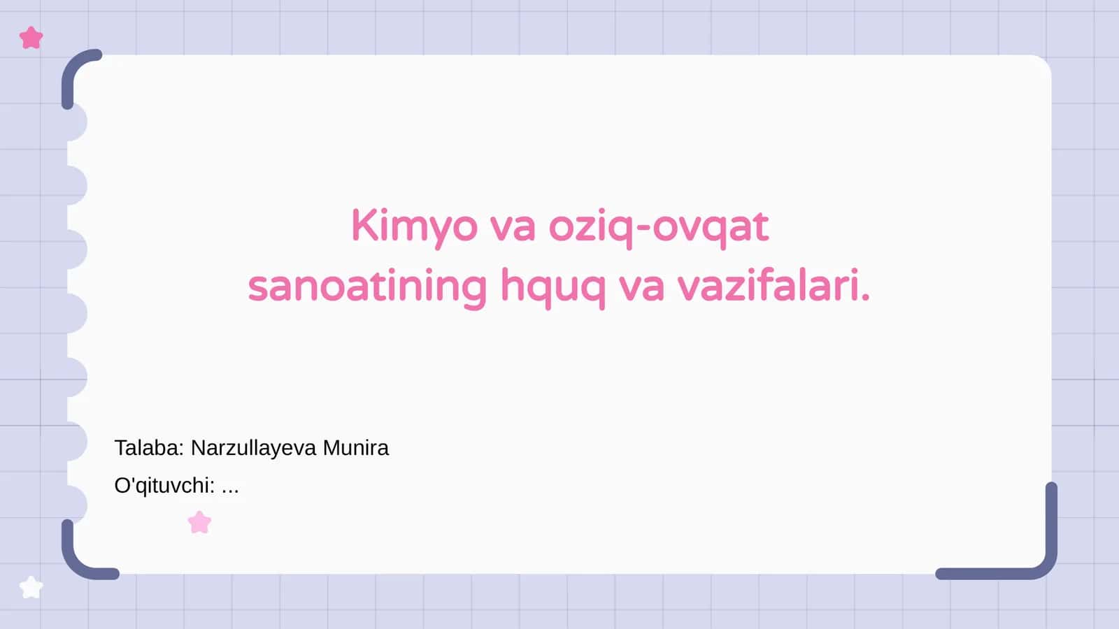 Kimyo va oziq-ovqat sanoati