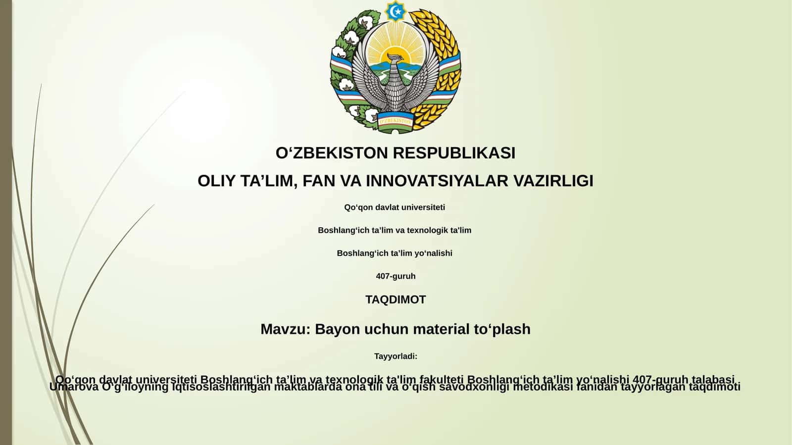 Bayon uchun material toʻplash