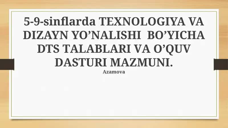 DTS TАLАBLАRI VА O’QUV DАSTURI MAZMUNI