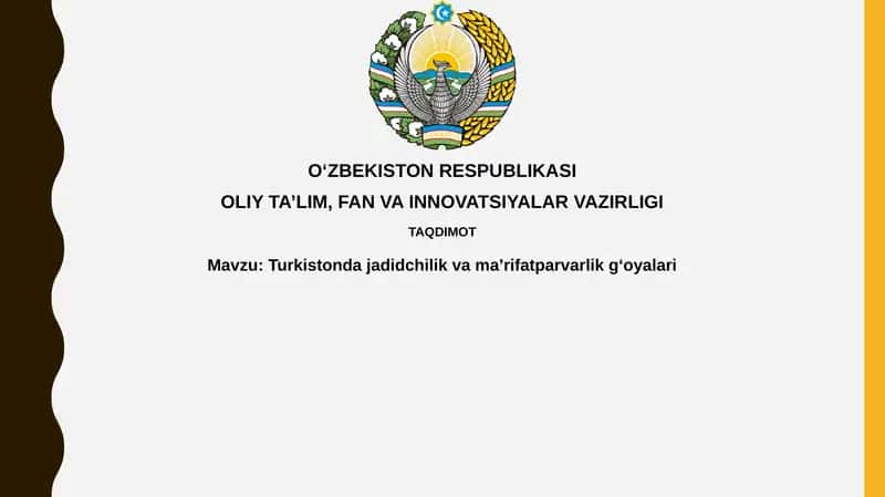 Turkistondajadidchilikvamaʼrifatparvarlikgʻoyalari
