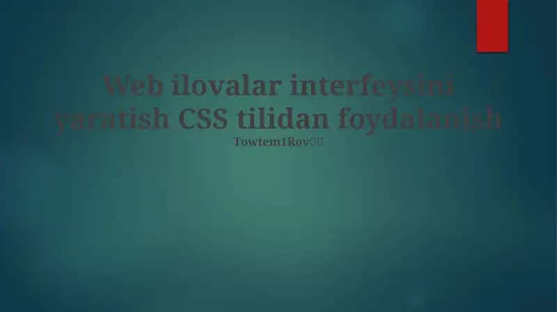 CSS Tilidan foydalanish