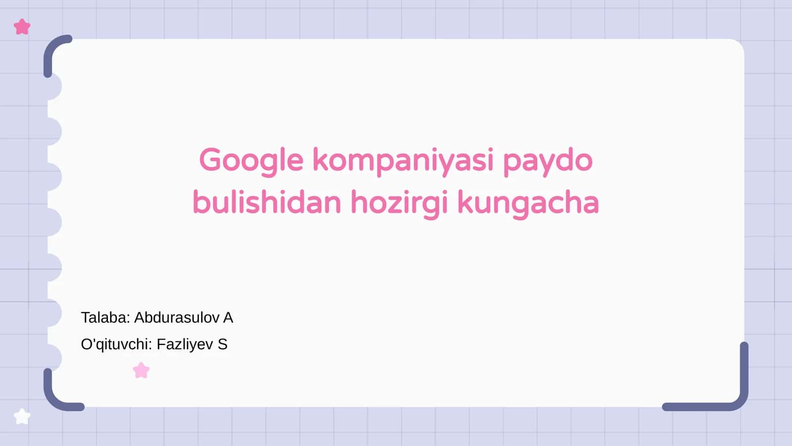 Google kompaniyasi paydo bulishidan hozirgi kungacha