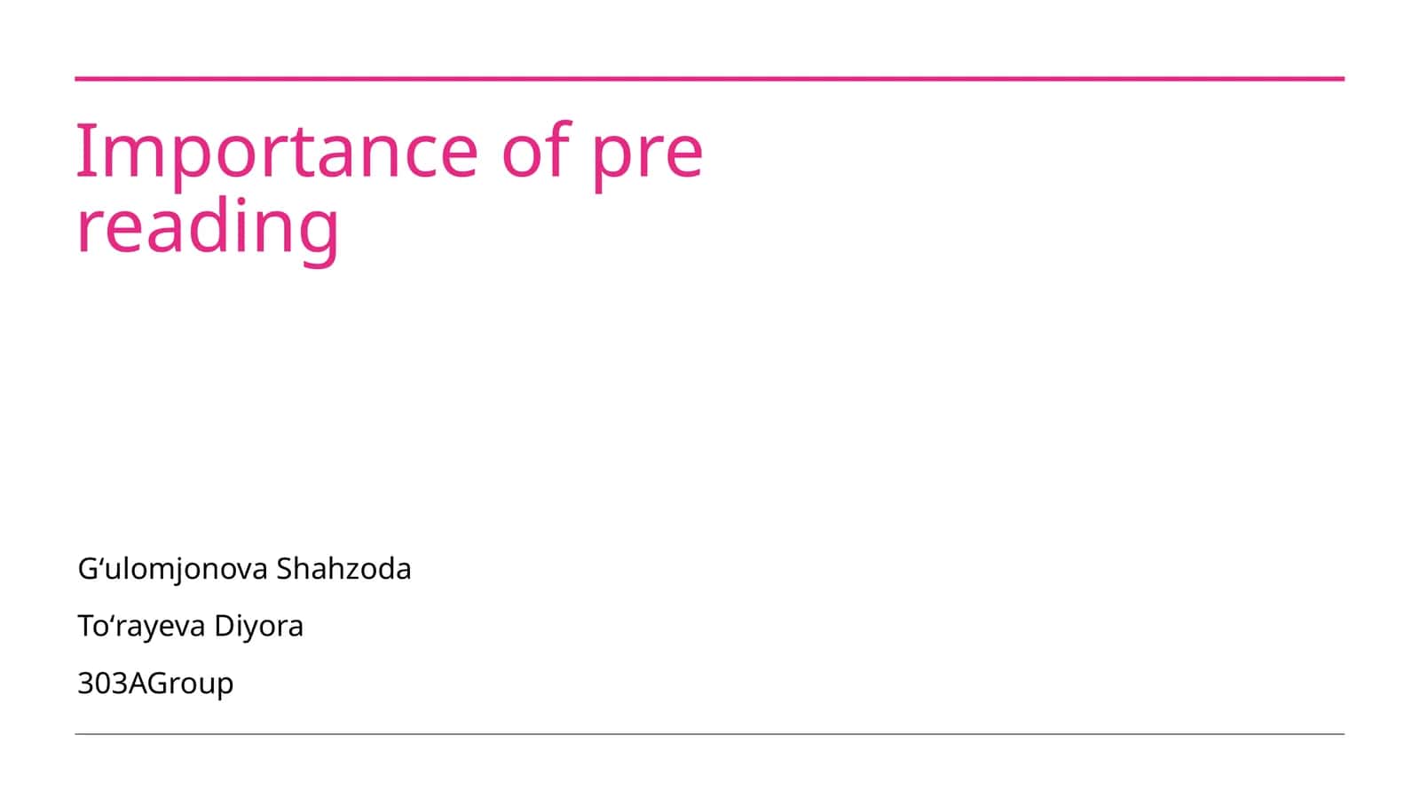 Importance of pre reading
