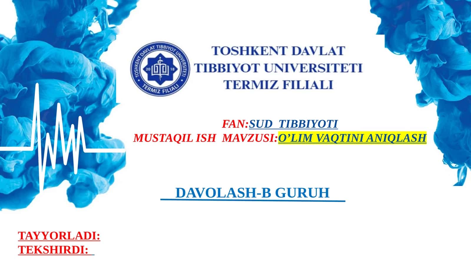O‘LIM VAQTINI ANIQLASH