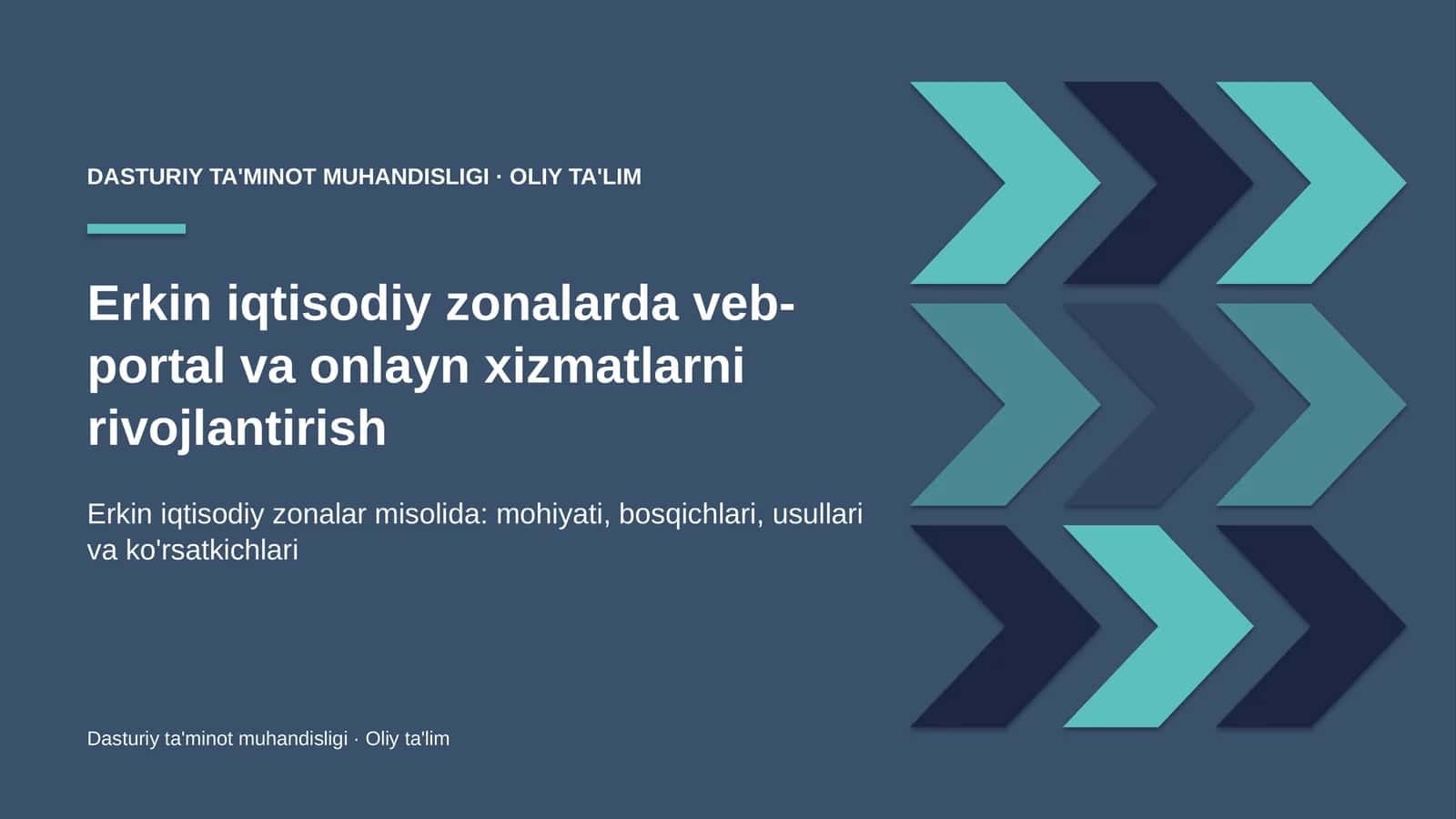 Erkin iqtisodiy zonalarda veb-portal va onlayn xizmatlarni rivojlantirish
